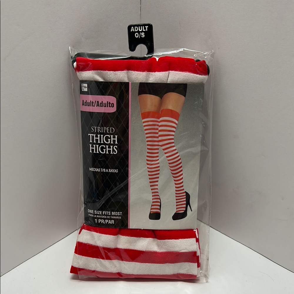 Party City Red and White Striped Thigh Highs